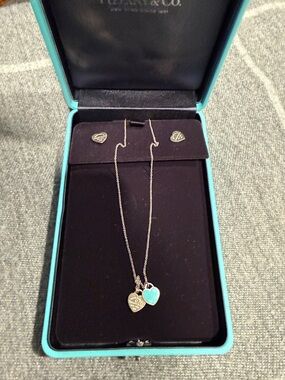 Tiffany & Co. Silver Necklace with Turquoise Heart Charm